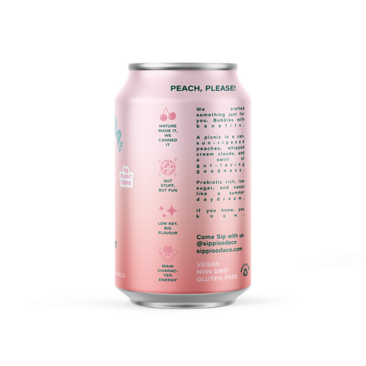 PEACH DREAM PREBIOTIC SODA 12 PACK