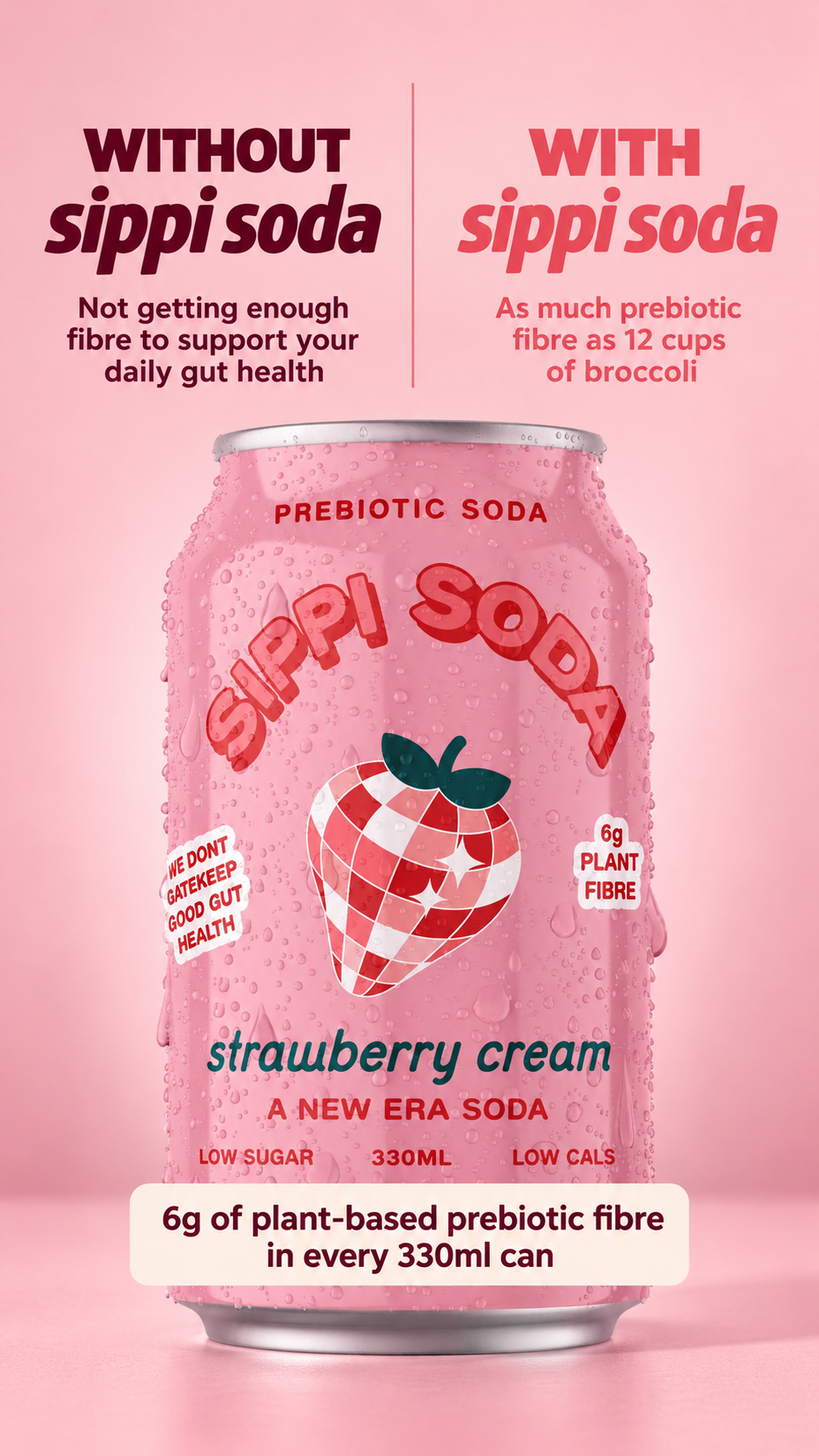 Strawberry Crème Prebiotic Soda | 16 Pack