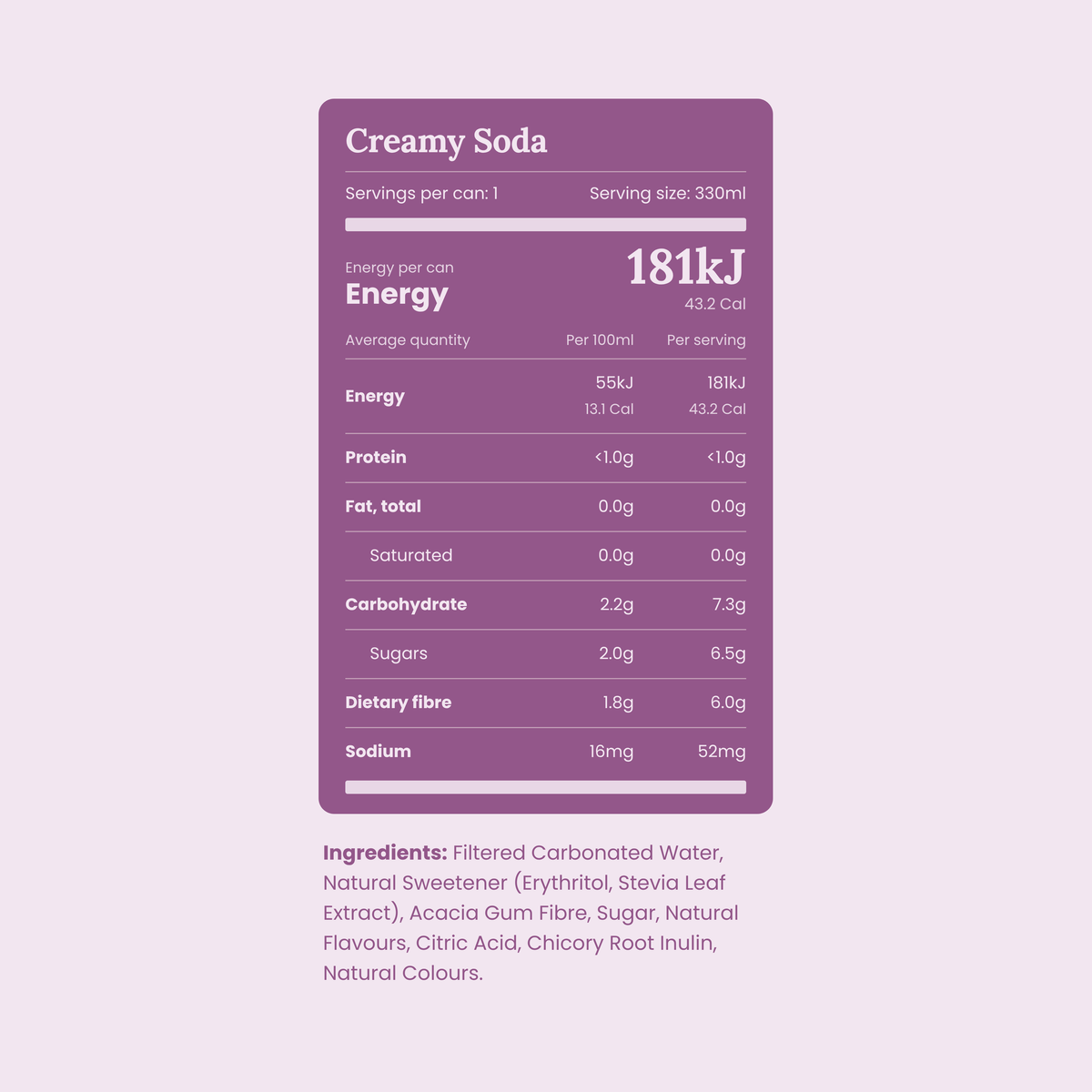 Creamy Soda Prebiotic Soda | 16 Pack