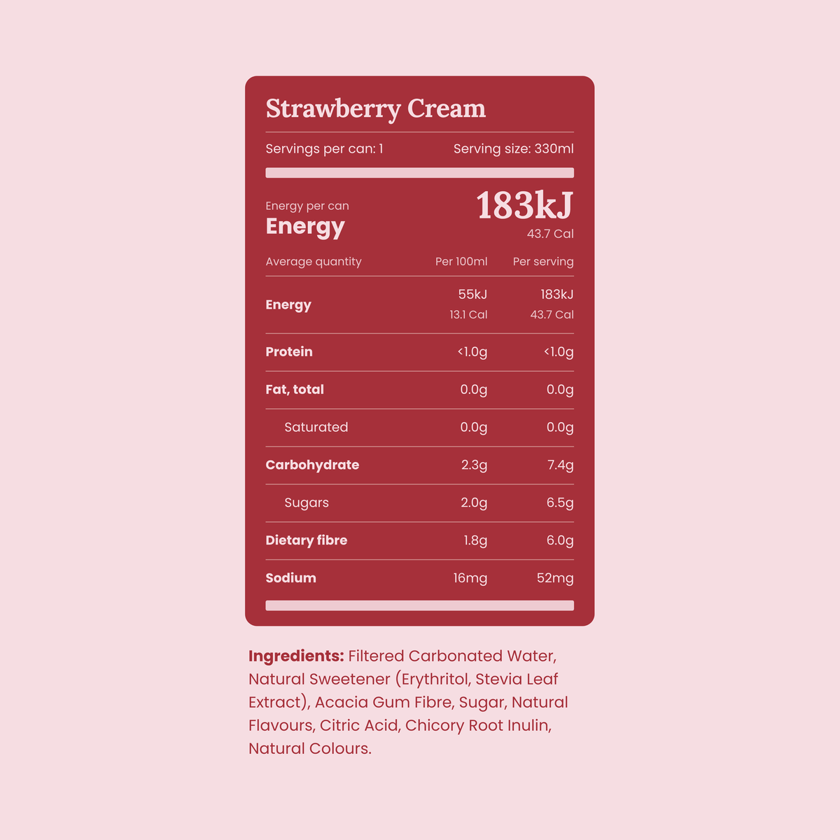 Strawberry Crème Prebiotic Soda | 16 Pack